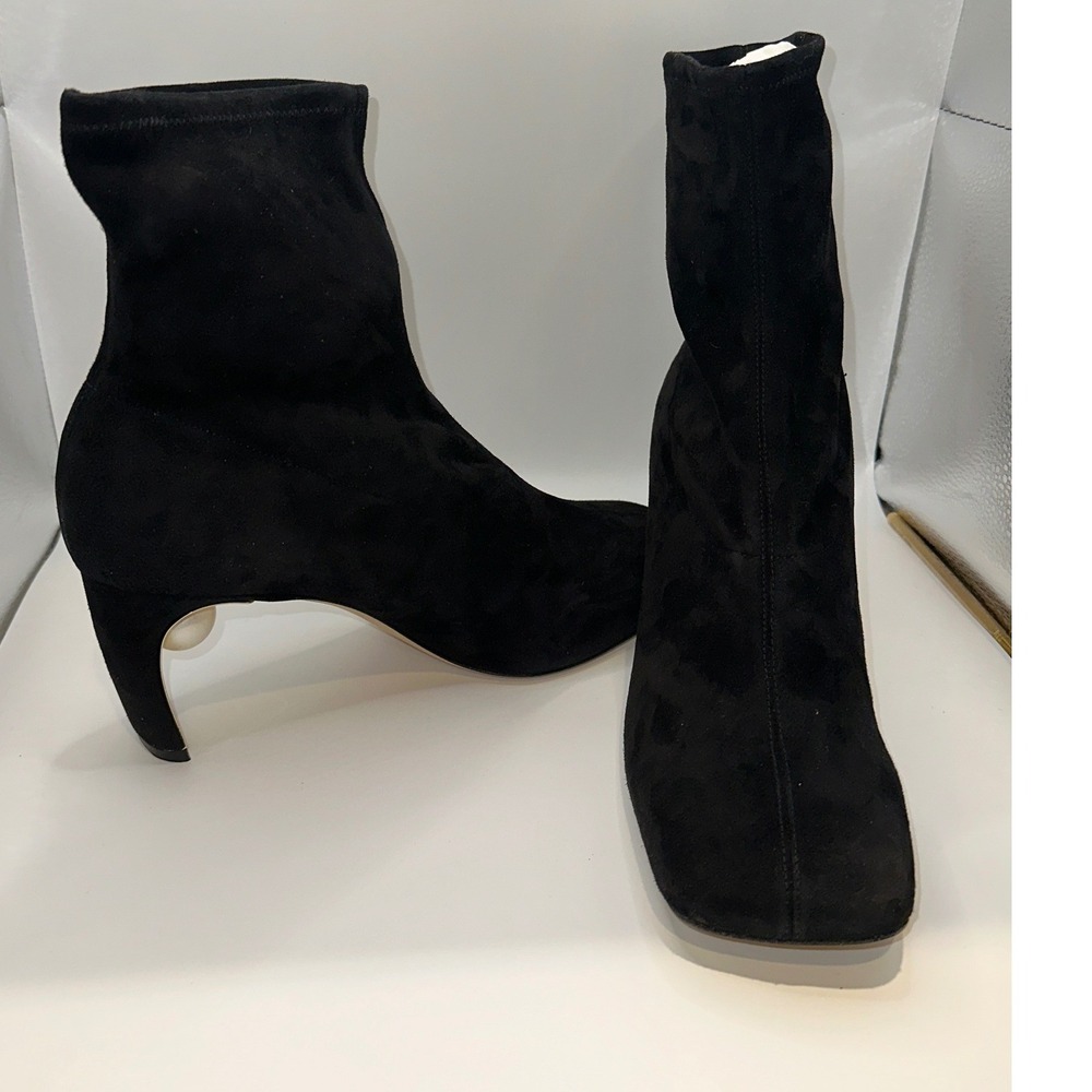 Nicholas Kirkwood NIB Maeva Pearl Black Suede Square Toe Sock Ankle Boot Size 41 - Picture 5 of 14